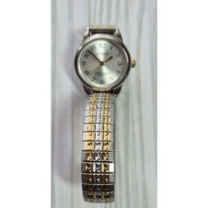 Timex Carriage Ladies Quartz Watch Cream Dial Silver & Gold  Metal Stretch Band